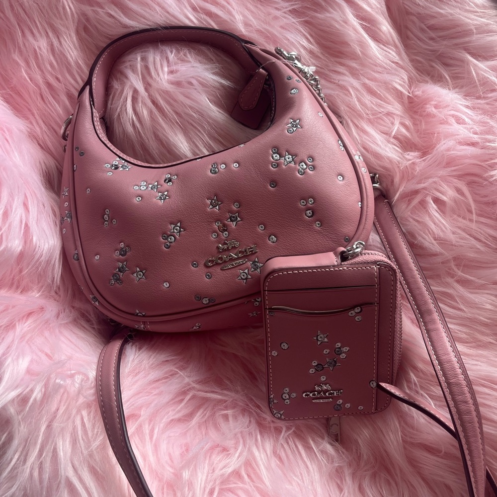 Coach Carmen dusty pink crossbody bag and wallet